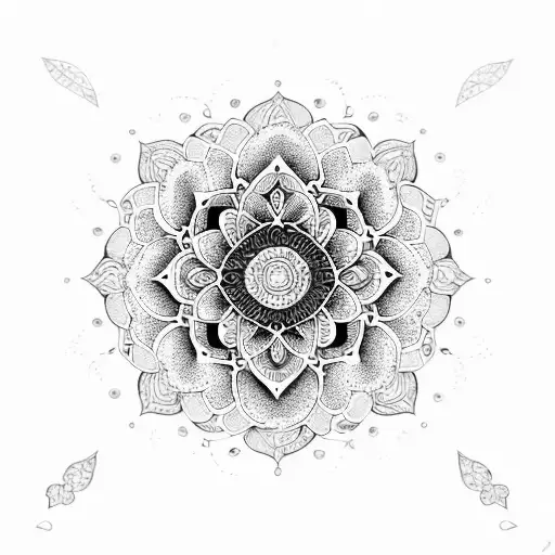 mandala with flowers tattoo design idea
