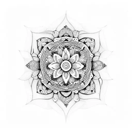 mandala and flowers tattoo design idea