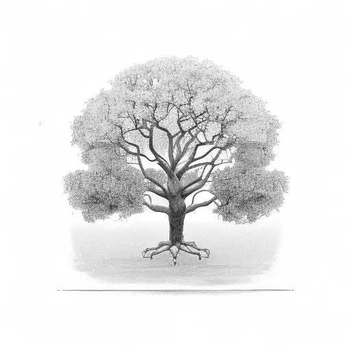 fig tree with girl sitting under it tattoo design idea