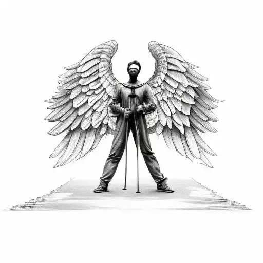 angel's wings embrace tattoo design idea