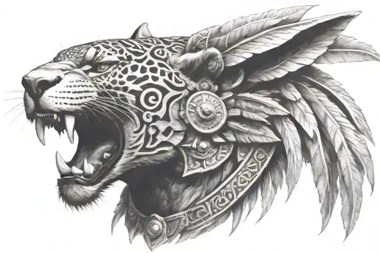 aztec jaguar warrior tattoo design idea