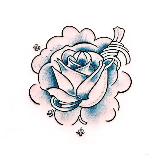 concha com flor tattoo design idea