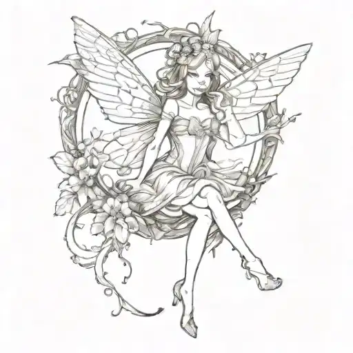 fairy in a frame tattoo design idea