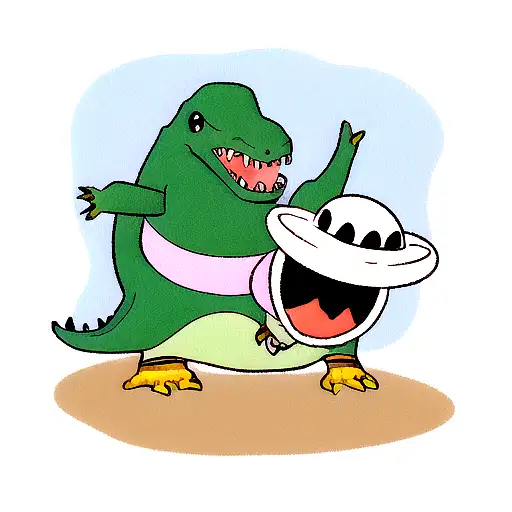 cute dinosaur wearing sombrero tattoo design idea