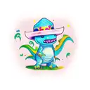 cute dinosaur wearing sombrero tattoo design idea