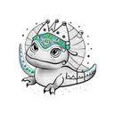 cute dinosaur wearing sombrero tattoo design idea