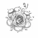 musical notation with flowers and cupcakes  tattoo design idea