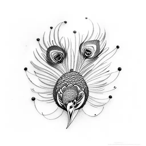 peacock with black professional head tattoo design idea