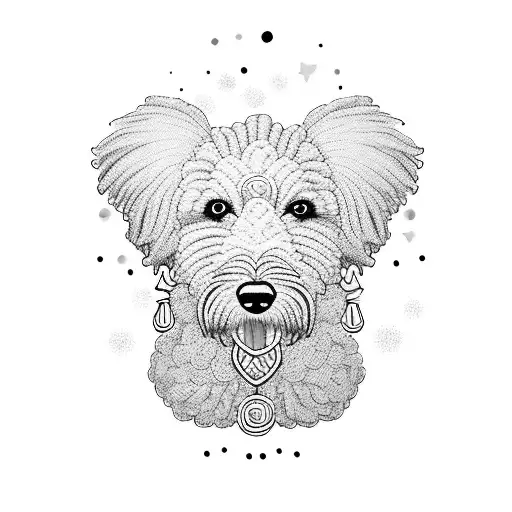 goldendoodle with african american and rainbow pride flags tattoo design idea