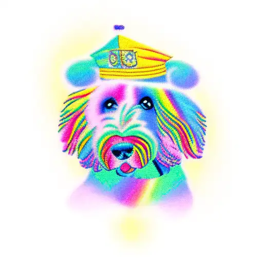 goldendoodle with african american and rainbow pride flags tattoo design idea