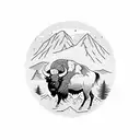 bison, mountains, waves, trout tattoo design idea