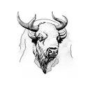 bison, mountains, waves, trout tattoo design idea