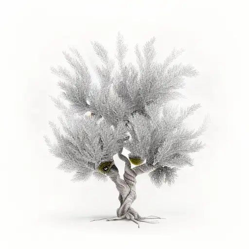 olive tree with 3 birds tattoo design idea