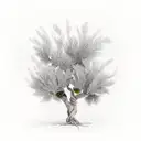 olive tree with 3 birds tattoo design idea