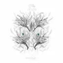 olive tree with 3 birds tattoo design idea