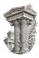 greek column pillar with pathos on top growing down tattoo design idea