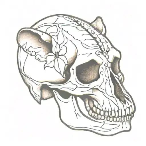rat skull with 25 on it tattoo design idea