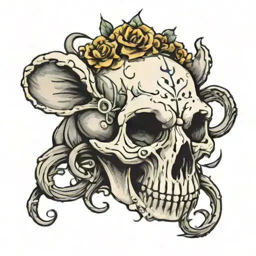 rat skull with 25+3 in it  tattoo design idea