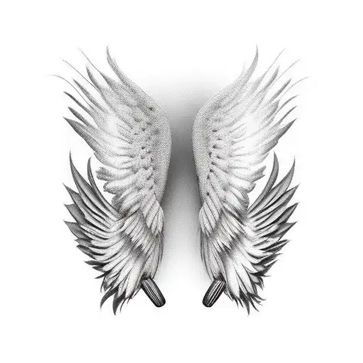  Angel wing on the left and devil wing on the right, full back realistic tattoo, male tattoo design idea