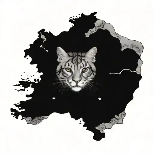 Create a tattoo that reminds you of the map of Iceland I like felines, business and I'm thoughtful tattoo design idea