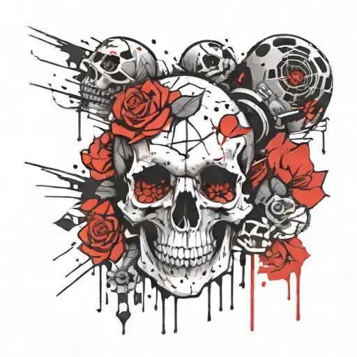 Rose inside skull tattoo design idea