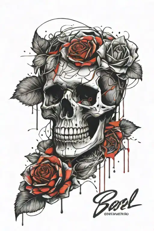 Rose inside skull tattoo design idea