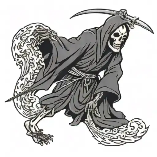 grim reaper running tattoo design idea