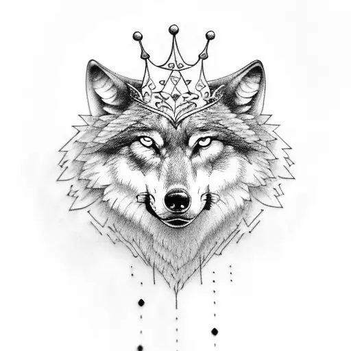wolf with crown tattoo design idea
