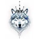 wolf with crown tattoo design idea