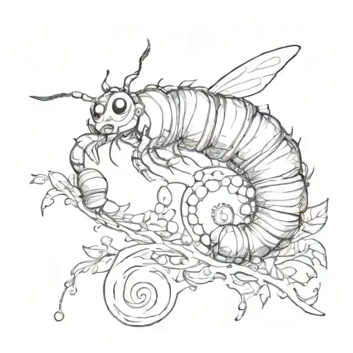 caterpillar metamorphosis tattoo design idea
