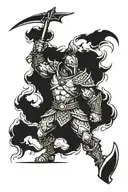 alpha male warrior walking tattoo design idea