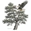 cedar tree with eagle on top tattoo design idea