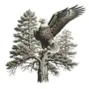 cedar tree with eagle on top tattoo design idea