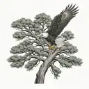 cedar tree with eagle on top tattoo design idea