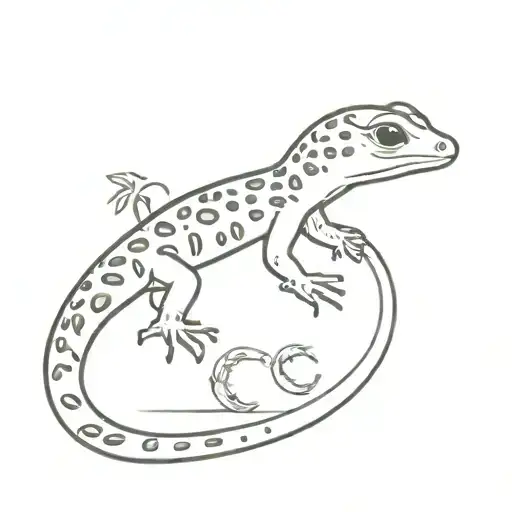 simple leopard gecko tattoo design idea