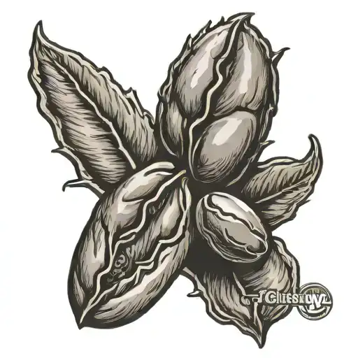 A coffee bean morphing into a WVU logo, symbolizing your passion for coffee and alma mater tattoo design idea