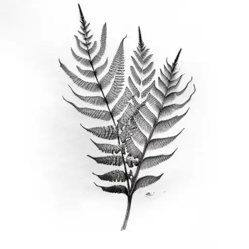 sword ferns and leaves tattoo design idea