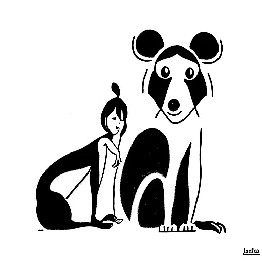 Baloo and mowgli from the jungle book sitting together tattoo design idea
