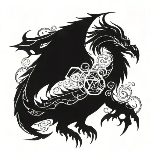 dragons and pheonix rising tattoo design idea