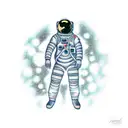 astronaut reaching out for a glowing nug while floating in space tattoo design idea