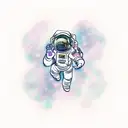 astronaut reaching out for a glowing nug while floating in space tattoo design idea