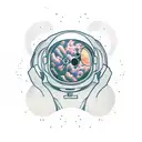 astronaut reaching out for a glowing nug while floating in space tattoo design idea