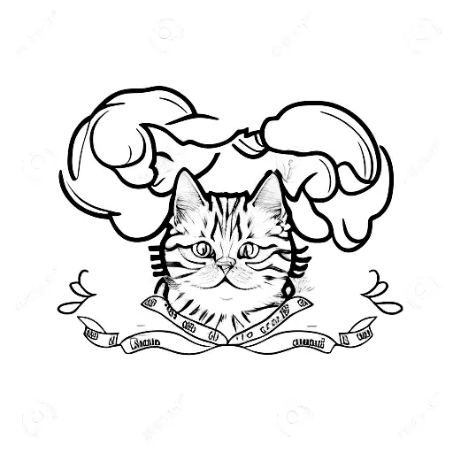 ginger cat word tattoo design idea