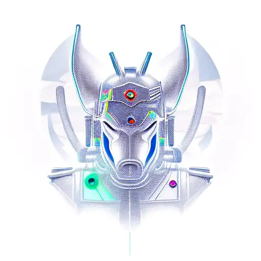 A futuristic centaur with cybernetic enhancements representing loyalty in a new-school style tattoo design idea
