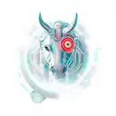 A futuristic centaur with cybernetic enhancements representing loyalty in a new-school style tattoo design idea