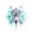 A futuristic centaur with cybernetic enhancements representing loyalty in a new-school style tattoo design idea