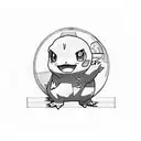 the Pokémon charmander outside a poke ball playing game boy  tattoo design idea