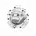 the Pokémon charmander outside a poke ball playing game boy  tattoo design idea