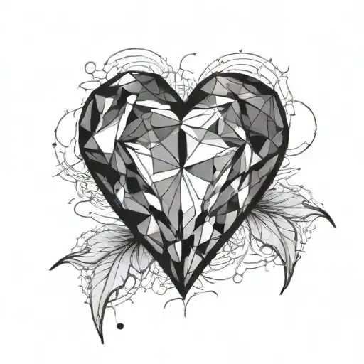black faceted heart shaped gem stone tattoo design idea