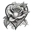 rose reflected in a black faceted heart shaped gem stone tattoo design idea